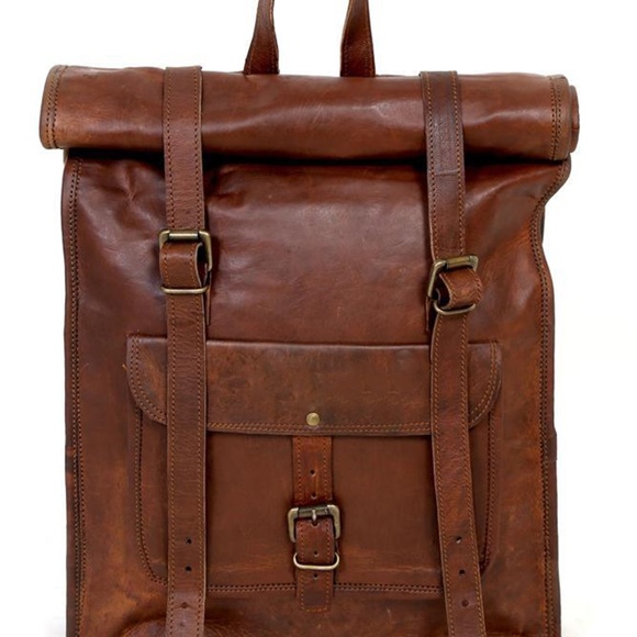 Women's Rolltop Leather Backpack - Picture 4 of 8